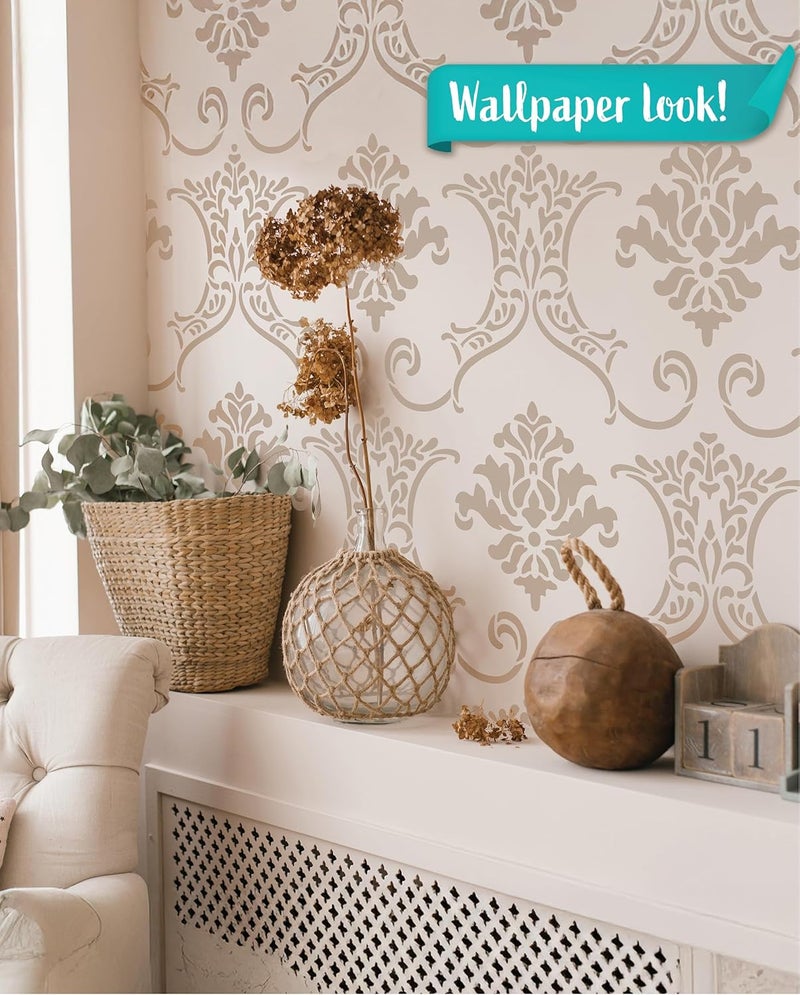 STENCILIT ® Baroque Wall Stencil for Painting - 2 Pack of 16.5 x 21.5 in Stencil, Victorian Wall Stencils for Painting Large Pattern, Damask Large Wall Stencils - Image 4